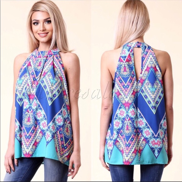 SALE! ❤️Womens cute lightweight summer top Open Shoulder Paisley Printed halter - Picture 1 of 1